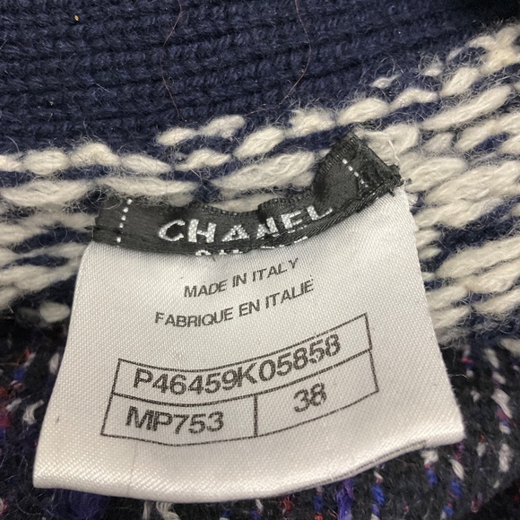 CHANEL NAVY MULTI CASHMERE AND WOOL KNIT LONG CARDIGAN SWEATER - Picture 4 of 7